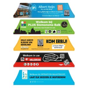 Gepersonaliseerde inlegstroken voor winkelwagens.