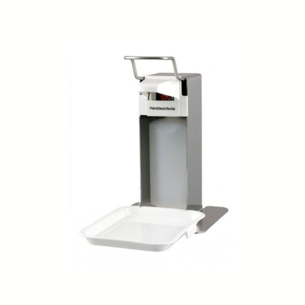 Zeep- & Desinfectiedispenser 500ml RVS + opvangschaal